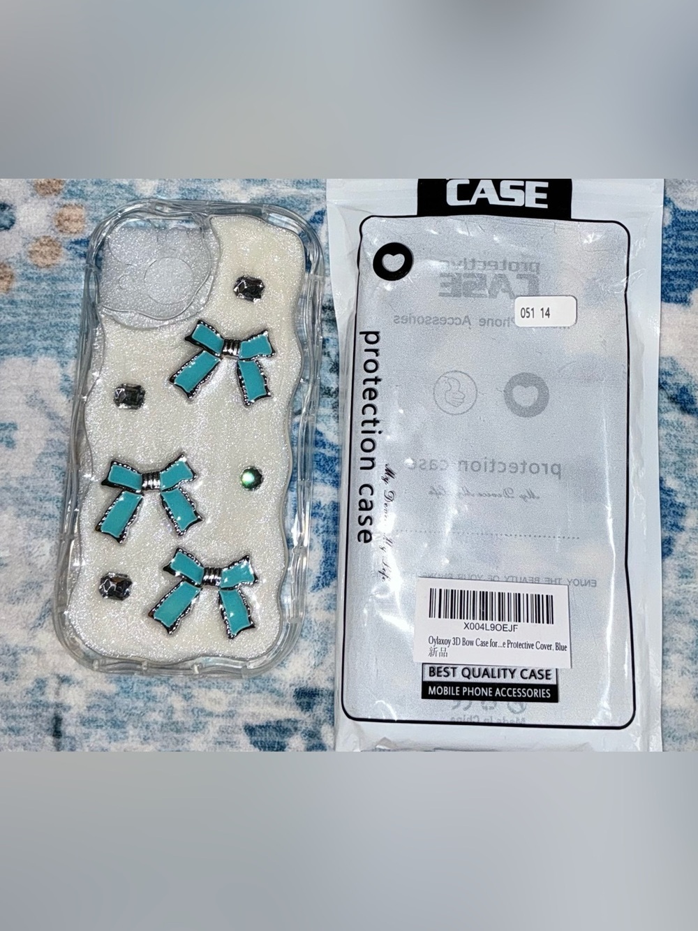 3D Turquoise Bow Phone Case-I Phone 14  (NWT)